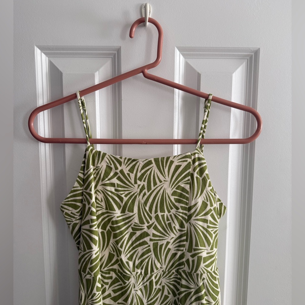 Tropical green & white summer mini dress 🌀